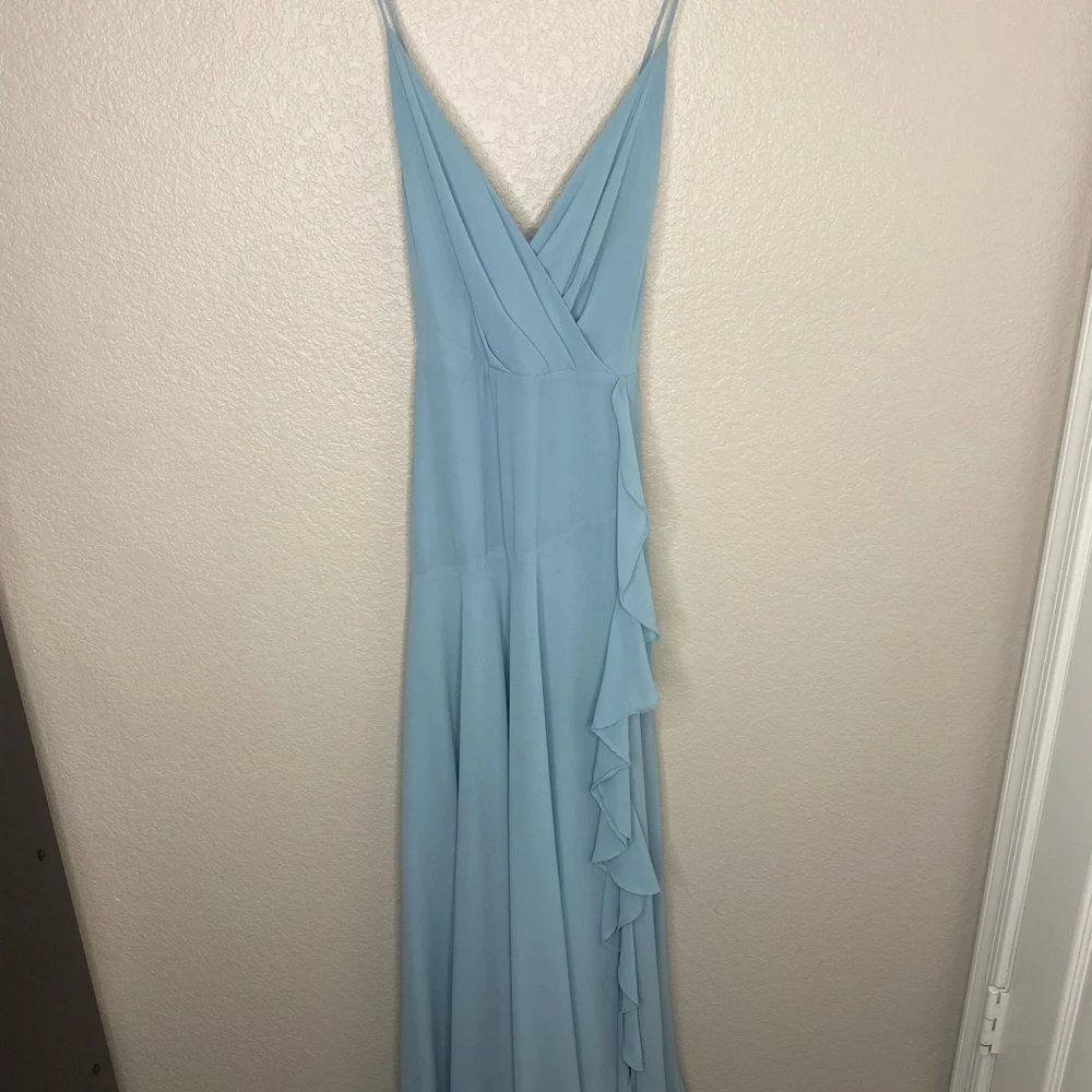 ASTR the Label Chiffon Holland Maxi Dress w/ Ruffle Detail in Soft Blue, Size XS - Picture 5 of 7